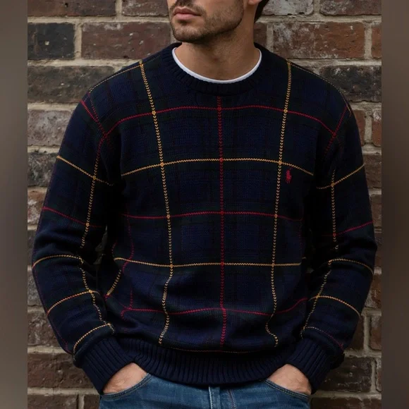 Vintage 80’s 90’s Polo Country Estate by Ralph Lauren Plaid Sweater Size XL - Picture 2 of 9